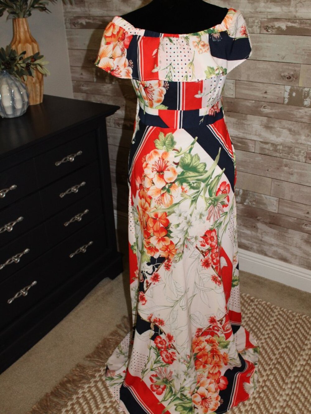 Floral Maxi on/off shoulder wear pocket Cottage core Feminine Wedding Polka dot